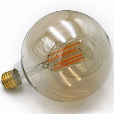 Λάμπα LED Γλόμπος Φ125 6W E27 230V 600lm 2200K Θερμό φως Μελί Γυαλί 13-27125600